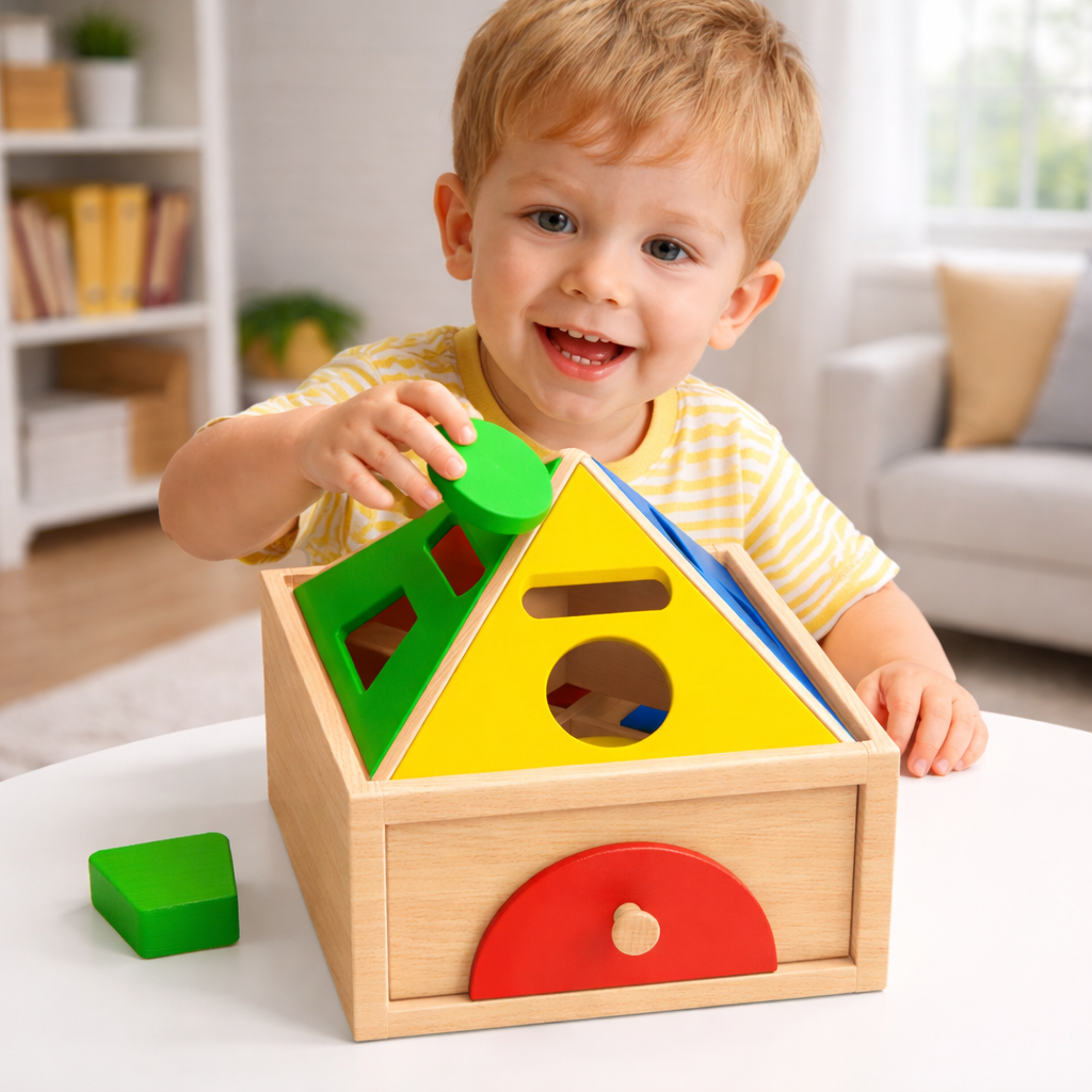 Wooden Color & Shape Sorting Box – Calm Table Play Set