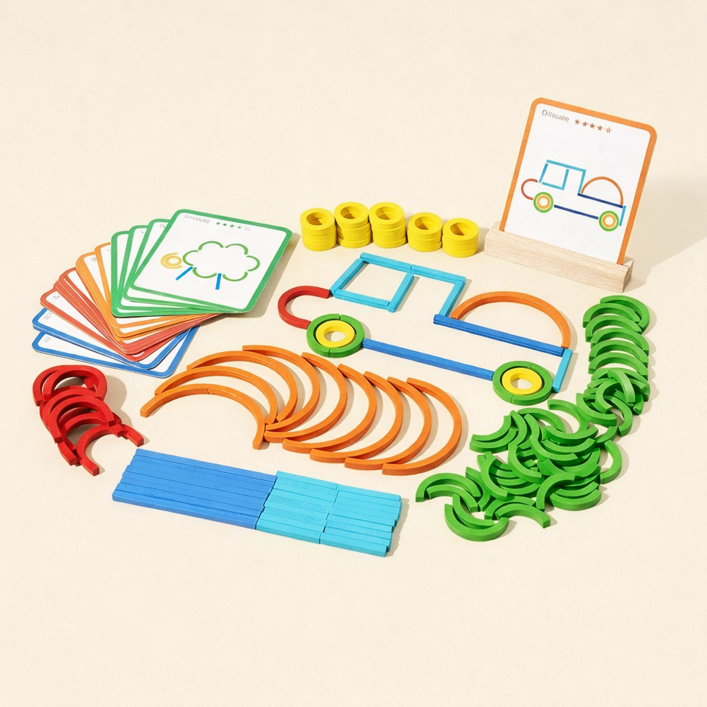 Wooden Pattern Matching Puzzle – Guided Stick & Ring Matching Set