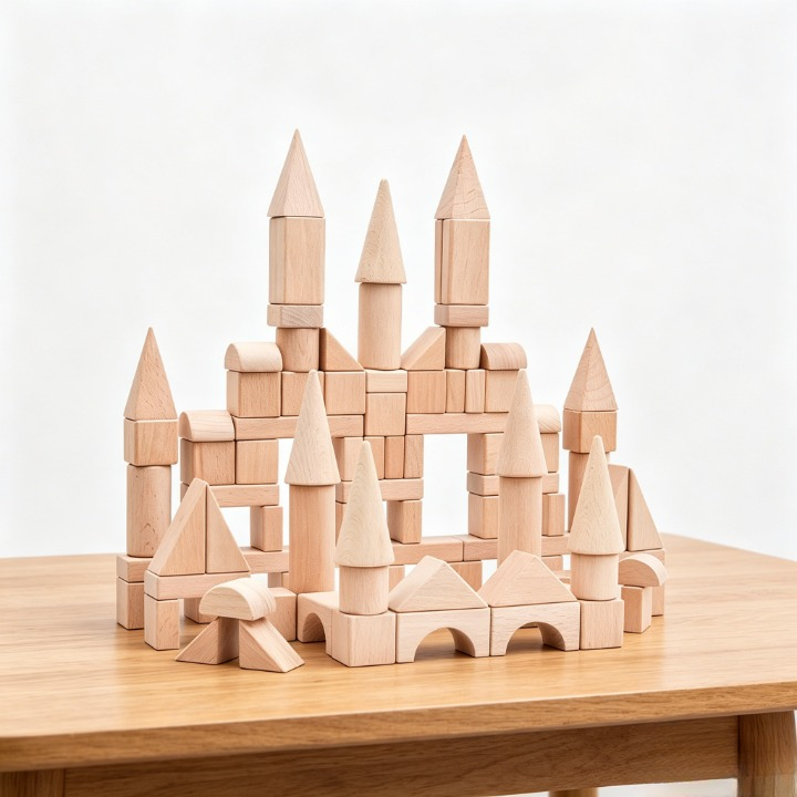 🌿Natural Beech Wood Castle Blocks