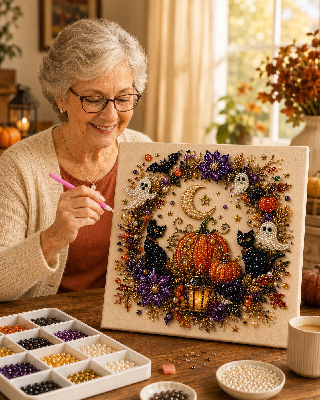 Halloween Pearl Bead Diamond Art Kit – Relaxing DIY Craft & Sparkling Décor
