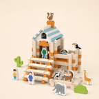 Natural Wood Architectural Building Set – Interlocking Plank Construction Set