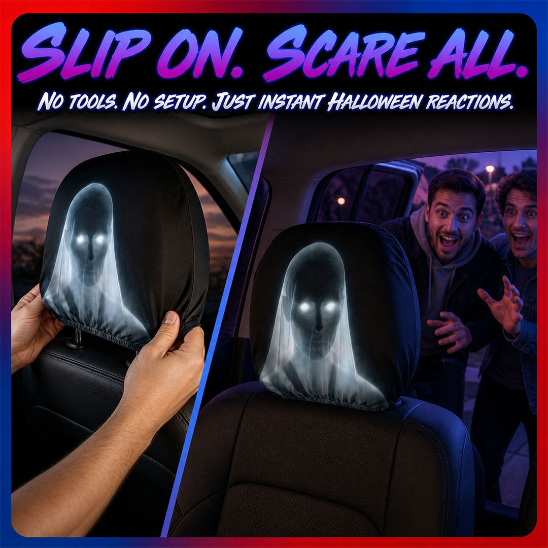 Funny & Creepy Halloween Car Headrest Covers – 2PCS Universal Fit