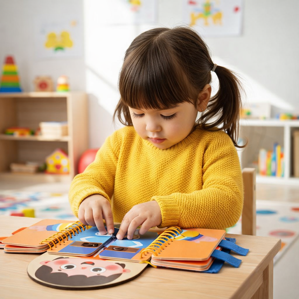 Multi-Layer Wooden Busy Board for Calm, Hands-On Play