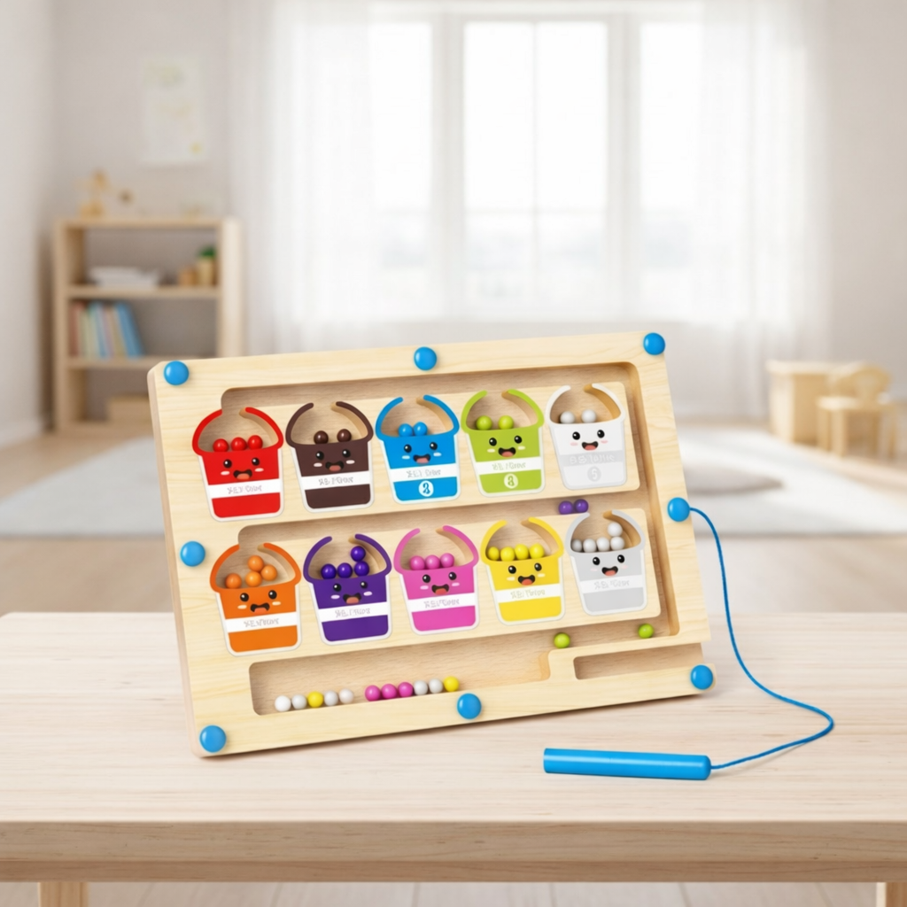Wooden Magnetic Maze – Precision Bead Sorting Set