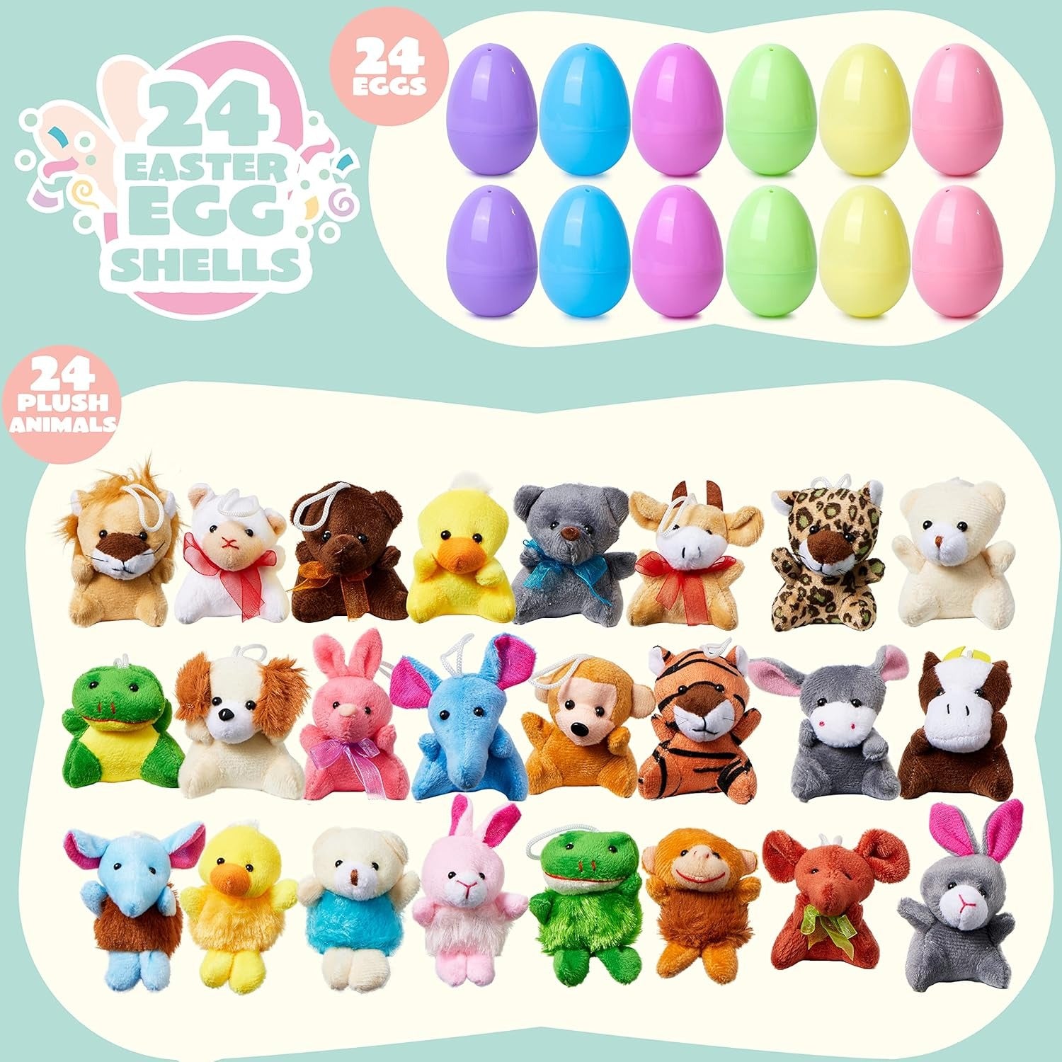 Easter Surprise Eggs: 12-Pack Hidden Plush Animal Toys
