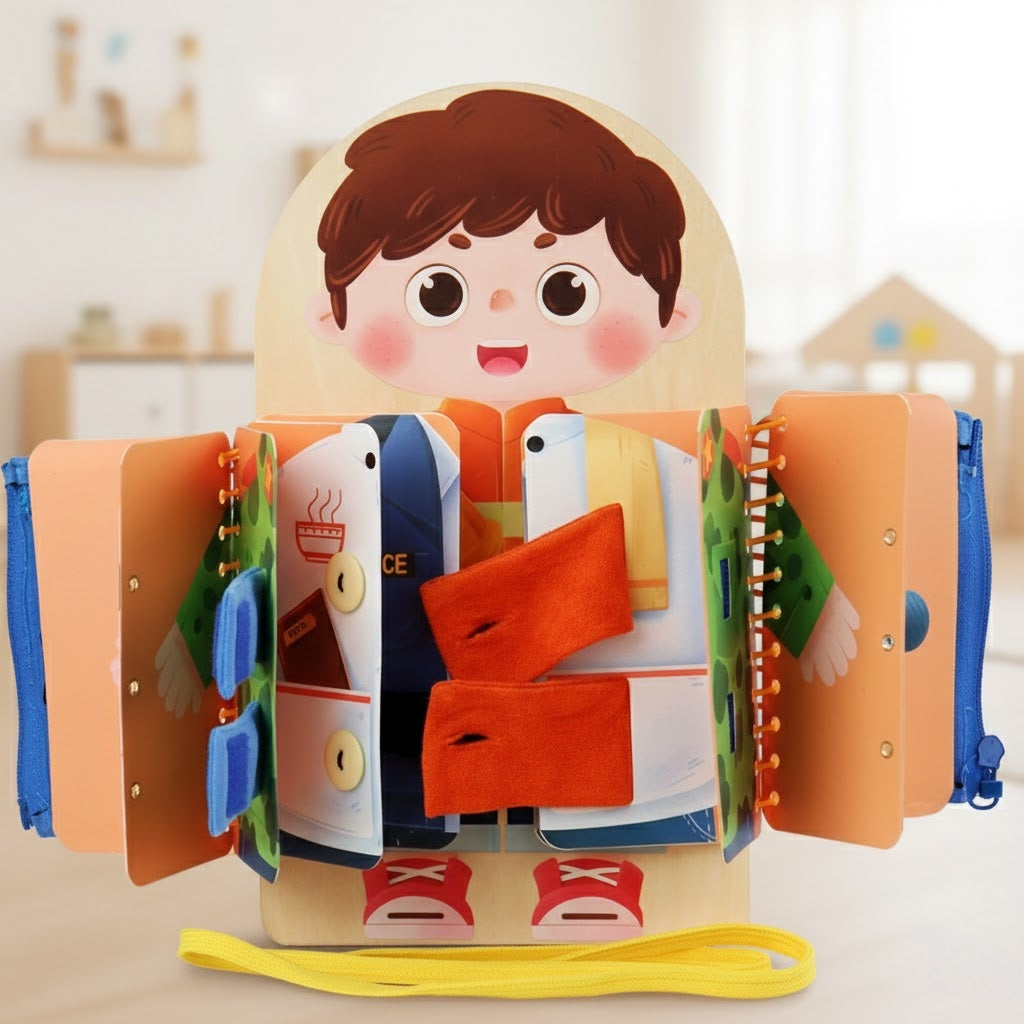 Multi-Layer Wooden Busy Board for Calm, Hands-On Play