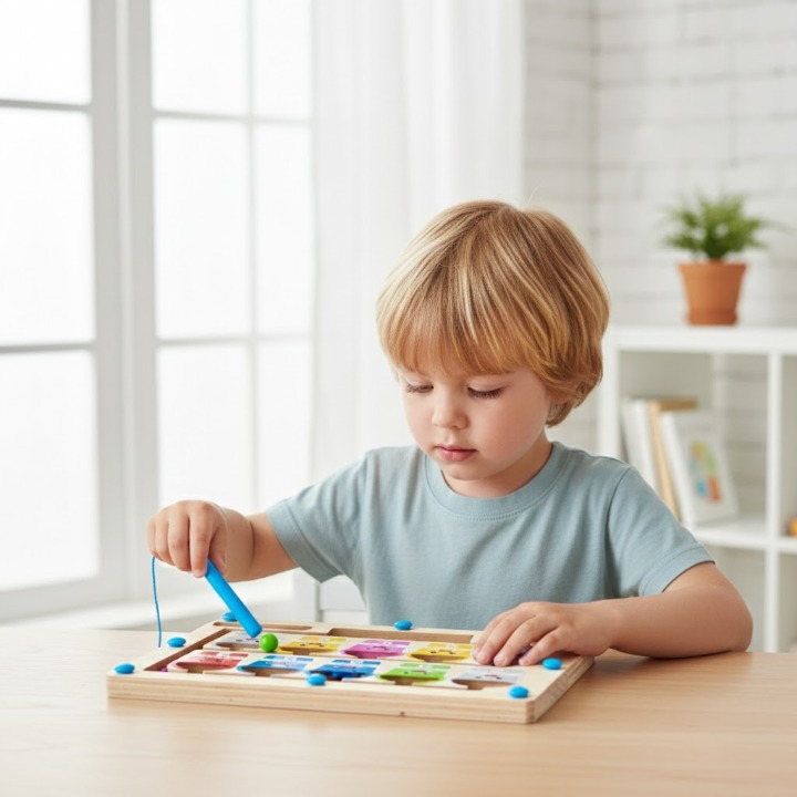 Wooden Magnetic Maze – Precision Bead Sorting Set