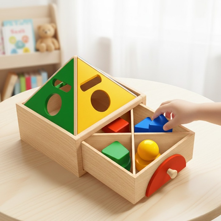 Wooden Color & Shape Sorting Box – Calm Table Play Set